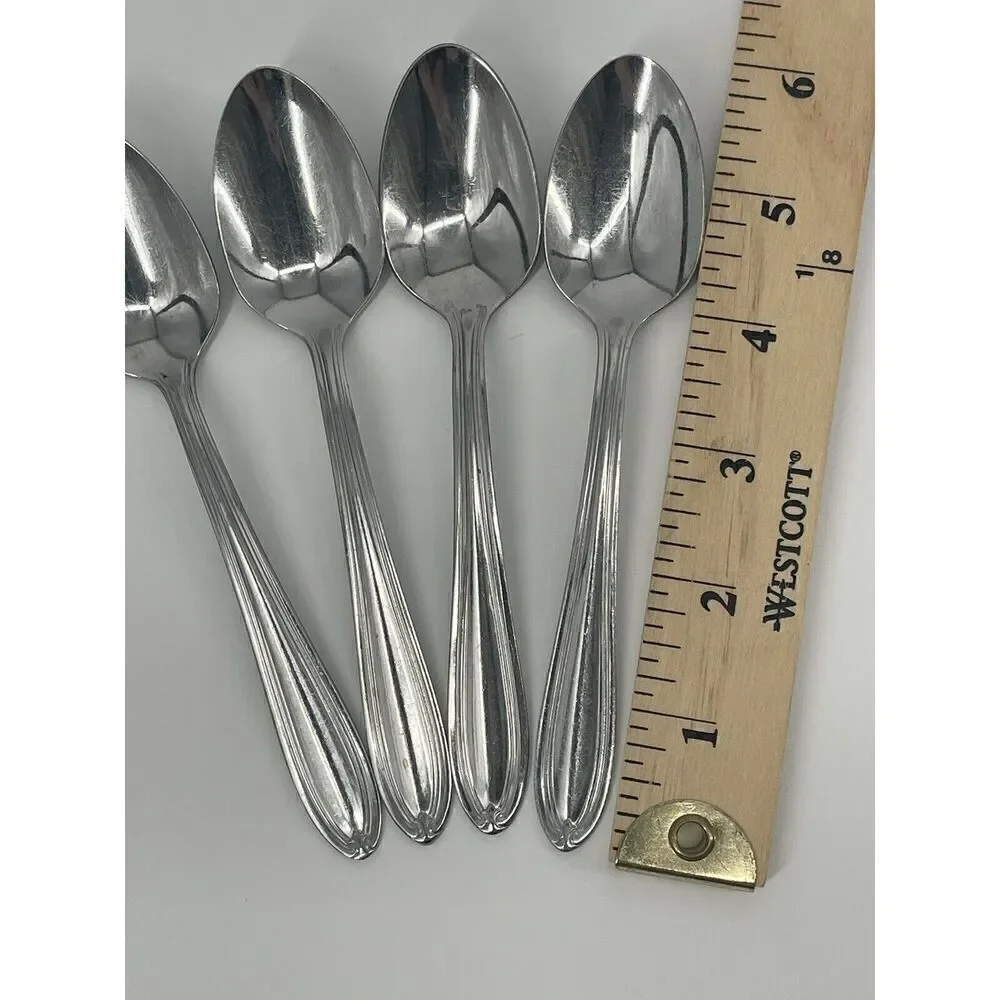 Oneida Parade Stainless Glossy Outline Thor Teaspoons 6” Set Of 4